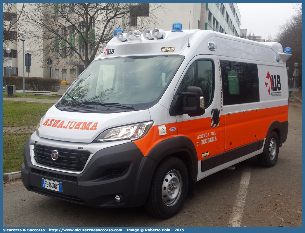 MO 1615
118 Modena Soccorso
Fiat Ducato III serie restyling
Allestitore Vision S.r.l.
Parole chiave: 118;Modena;Soccorso;Ambulanza;Autoambulanza;Fiat;Ducato;X290;X 290;Vision