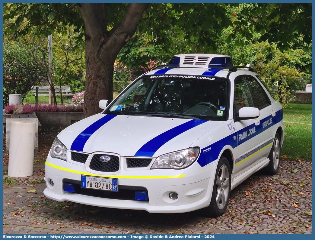 Polizia Locale YA827AC
Polizia Locale
Comune di Silandro
Subaru Impreza Wagon
II serie II restyling
Allestitore Bertazzoni S.r.l.
Parole chiave: Polizia;Locale;Municipale;Silandro;Schlanders;Subaru;Impreza;Wagon;SW;S.W.;Bertazzoni;YA827AC;YA 827 AC