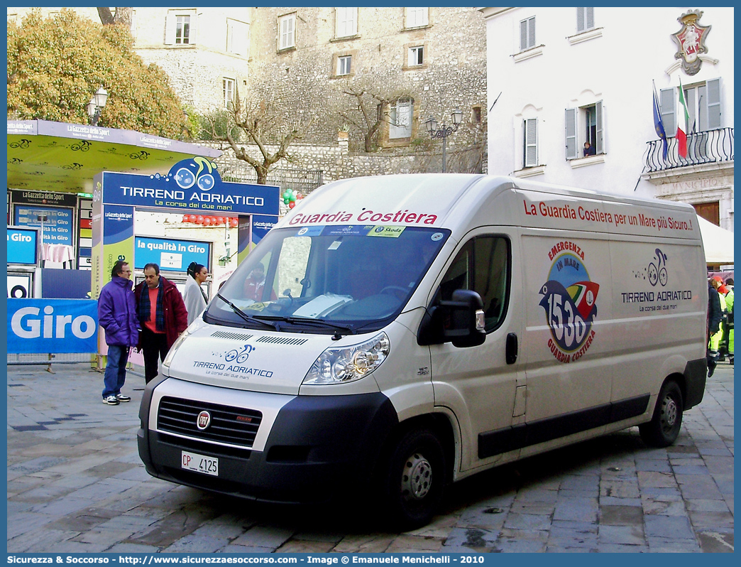 CP 4125
Corpo delle Capitanerie di Porto
Guardia Costiera
Fiat Ducato III serie
Parole chiave: CP;C.P.;GC;G.C.;Guardia;Costiera;Capitaneria;Capitanerie;Porto;Guardia Costiera;Fiat;Ducato;X250;X 250;4125