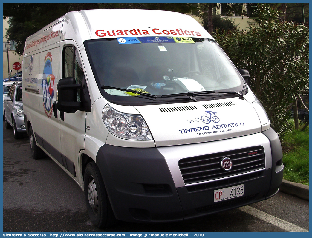 CP 4125
Corpo delle Capitanerie di Porto
Guardia Costiera
Fiat Ducato III serie
Parole chiave: CP;C.P.;GC;G.C.;Guardia;Costiera;Capitaneria;Capitanerie;Porto;Guardia Costiera;Fiat;Ducato;X250;X 250;4125