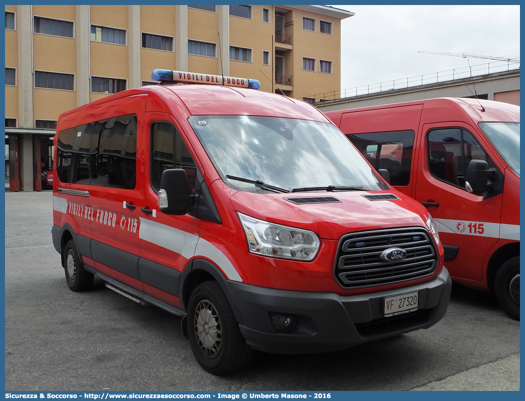 VF 27320
Corpo Nazionale Vigili del Fuoco
Ford Transit IV serie
Allestitore Ciabilli S.r.l.
Parole chiave: Corpo;Nazionale;Vigili del Fuoco;Vigili;Fuoco;Ford;Transit;Ciabilli