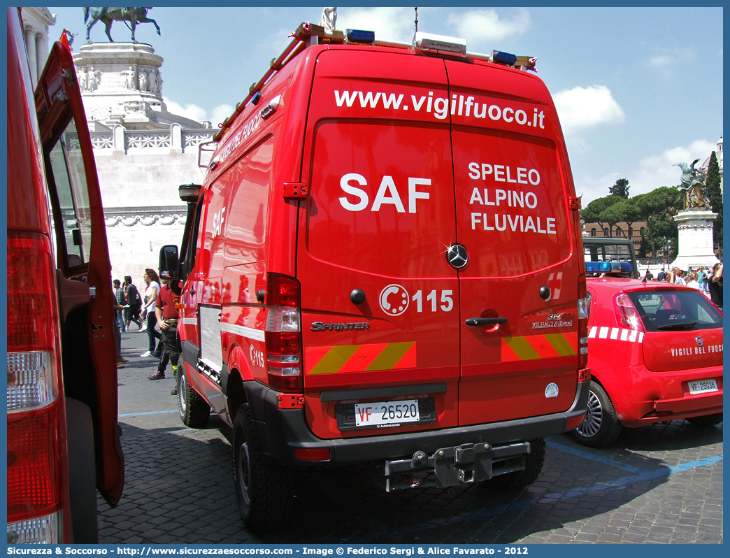 VF 26520
Corpo Nazionale Vigili del Fuoco
Nucleo Speleo Alpino Fluviale
Mercedes Benz Sprinter 319 4x4 II serie
Allestitore Baggio e De Sordi S.r.l.
Parole chiave: Corpo;Nazionale;Vigili del Fuoco;Vigili;Fuoco;Mercedes Benz;Sprinter;319;SAF;S.A.F.;Speleo;Alpino;Fluviale;Baggio;De Sordi