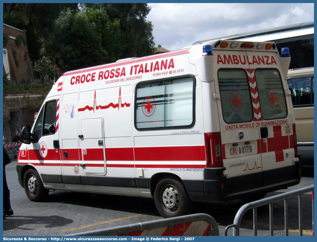 CRI A817B
Croce Rossa Italiana
Roma Sud
Fiat Ducato II serie restyling
Allestitore A.S. Corbicar P.S.C.aR.L.
Parole chiave: Croce;Rossa;Italiana;CRI;C.R.I.;Ambulanza;Fiat;Ducato;Corbicar;Roma Sud