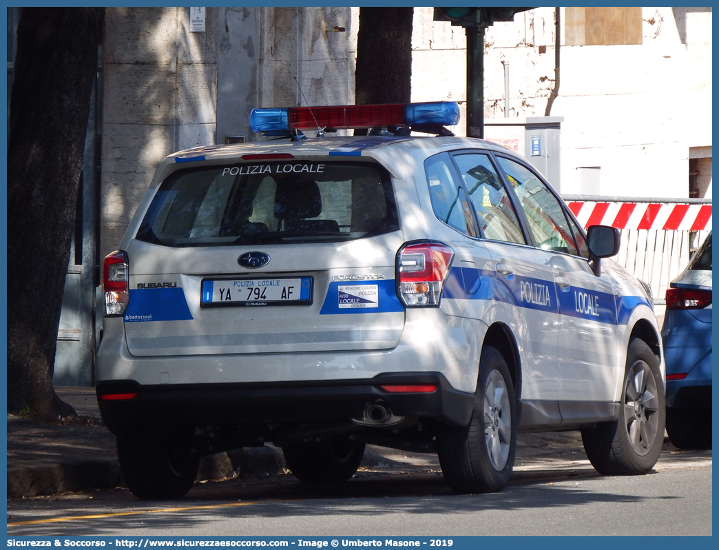 Polizia Locale YA794AF
Polizia Locale
Comune di Genova
Subaru Forester VI serie restyling
Allestitore Bertazzoni S.r.l.
Parole chiave: Polizia;Locale;Municipale;Genova;Subaru;Forester;Bertazzoni;YA794AF;YA 794 AF