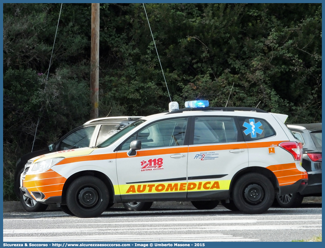 SIERRA 1
118 Savona Soccorso
Subaru Forester VI serie
Allestitore Alea Italia S.r.l.
Parole chiave: 118;Savona;Soccorso;Automedica;Subaru;Forester;Alea