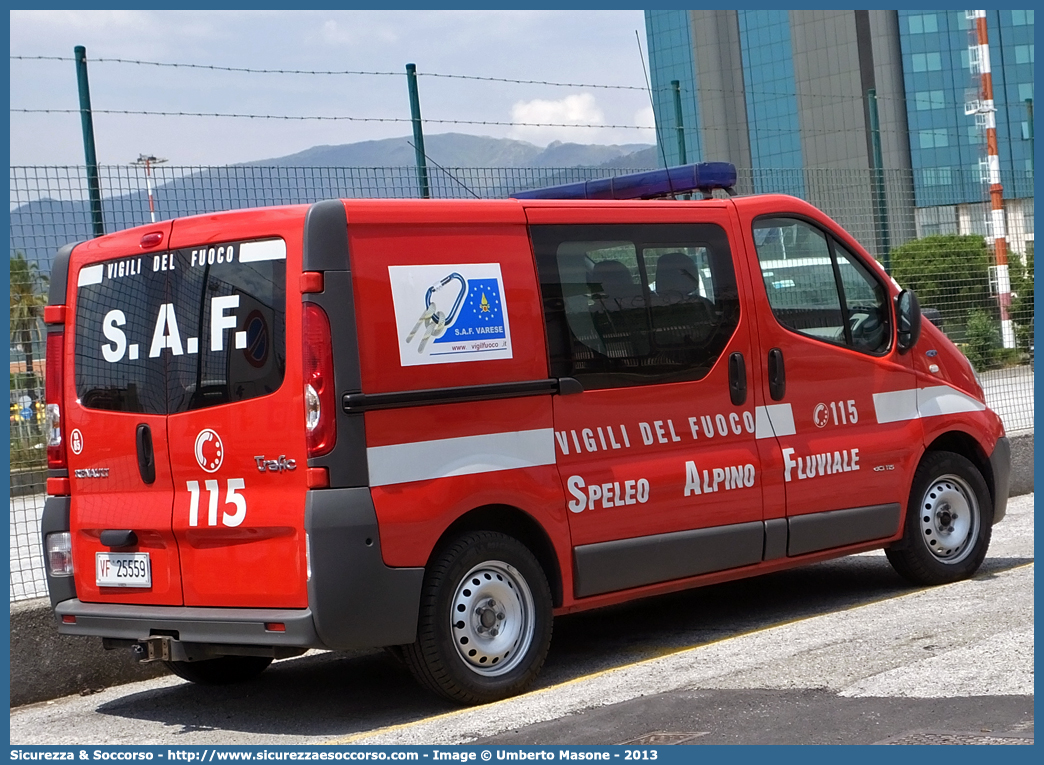 VF 25559
Corpo Nazionale Vigili del Fuoco
Nucleo Speleo Alpino Fluviale
Renault Trafic III serie
Parole chiave: Corpo;Nazionale;Vigili del Fuoco;Vigili;Fuoco;Renault;Trafic;SAF;S.A.F.;Speleo;Alpino;Fluviale