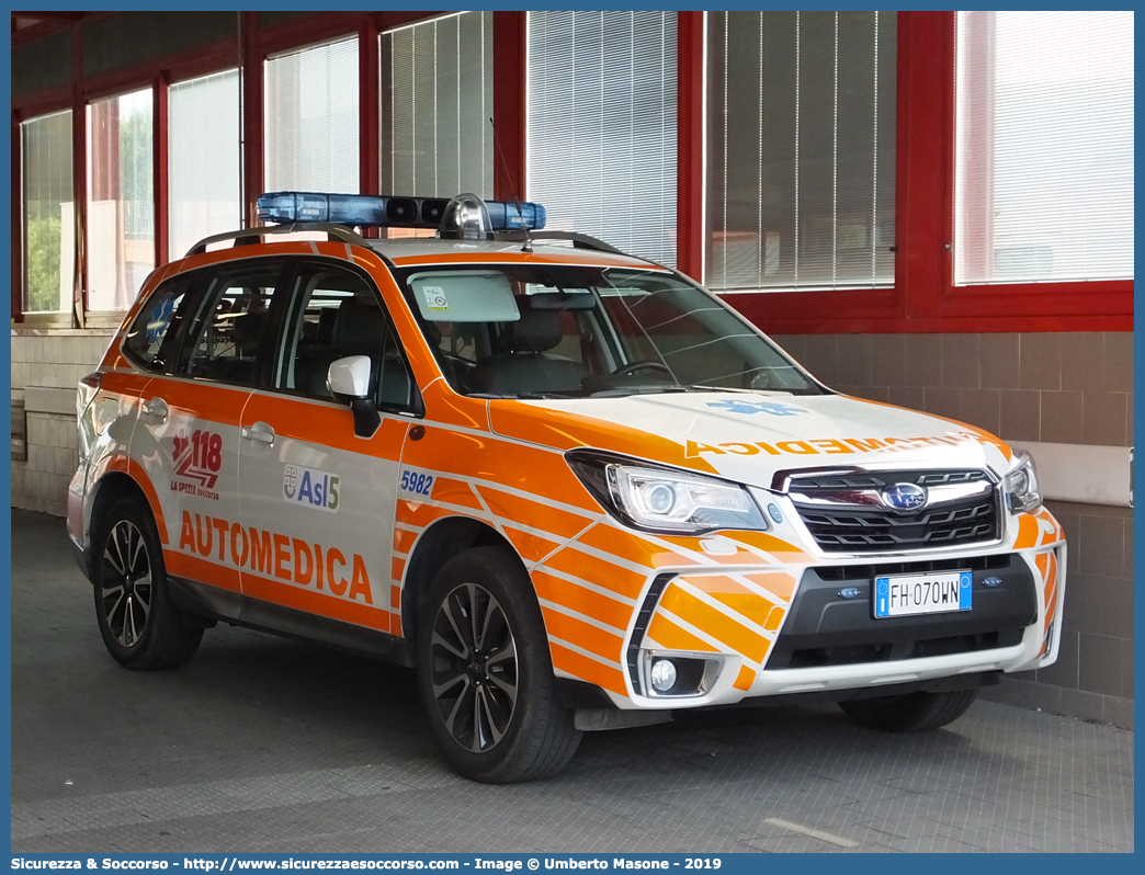 5982
118 Spezia Soccorso
Subaru Forester XT VI serie restyling
Allestitore AVS S.a.s.
Parole chiave: 118;Spezia;La Spezia;Soccorso;Automedica;Automedicalizzata;Auto Medica;Auto Medicalizzata;Subaru;Forester;XT;AVS;A.V.S.