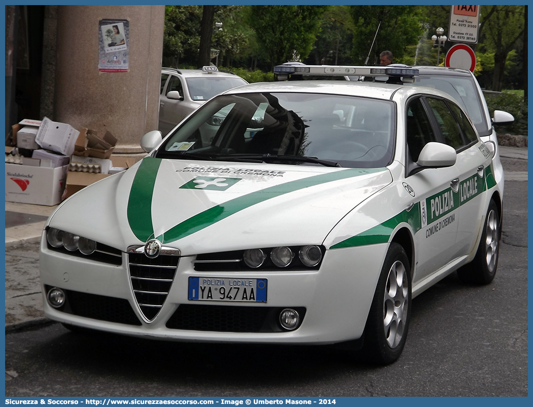 Polizia Locale YA947AA
Polizia Locale
Comune di Cremona
Alfa Romeo 159 Sportwagon
Allestitore Ciabilli S.r.l.
Parole chiave: Polizia;Locale;Municipale;Cremona;Alfa Romeo;159;Sportwagon;Sport;Station;Wagon;SW;S.W.;Ciabilli;YA947AA;YA 947 AA