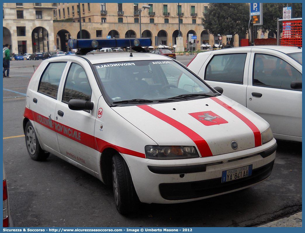 Polizia Locale YA841AA
Polizia Provinciale
Provincia di Pisa
Fiat Punto II serie
Parole chiave: Polizia;Locale;Provinciale;Pisa;Fiat;Punto;YA841AA;YA 841 AA