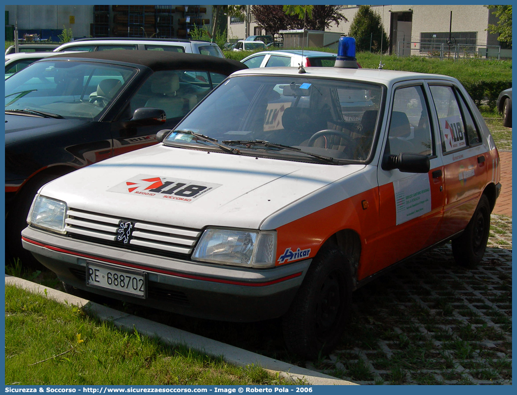 -
118 Reggio Emilia Soccorso
Peugeot 205 II serie
Allestitore Aricar S.p.A.
Parole chiave: 118;Reggio Emilia;Soccorso;Peugeot;205;Aricar