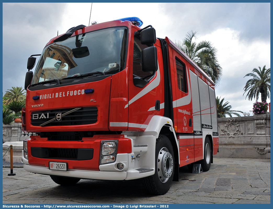 VF 26531
Corpo Nazionale Vigili del Fuoco
Volvo FL280/FL290 III serie
Allestitore BAI S.r.l.
Parole chiave: VVF;V.V.F.;Corpo;Nazionale;Vigili;del;Fuoco;APS;A.P.S.;AutoPompaSerbatoio;AutoPompa;Volvo;FL;280;290;FL280;FL290;BAI