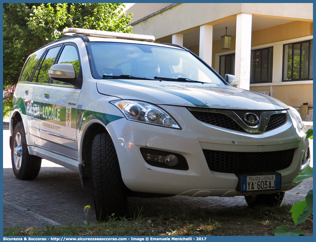 Polizia Locale YA603AJ
Polizia Locale
Provincia di Rieti
Great Wall Hover 5
Allestitore Projet Service S.r.l.
Parole chiave: Polizia;Locale;Provinciale;Rieti;Great Wall;Hover;5;Projet Service;YA603AJ;YA 603 AJ