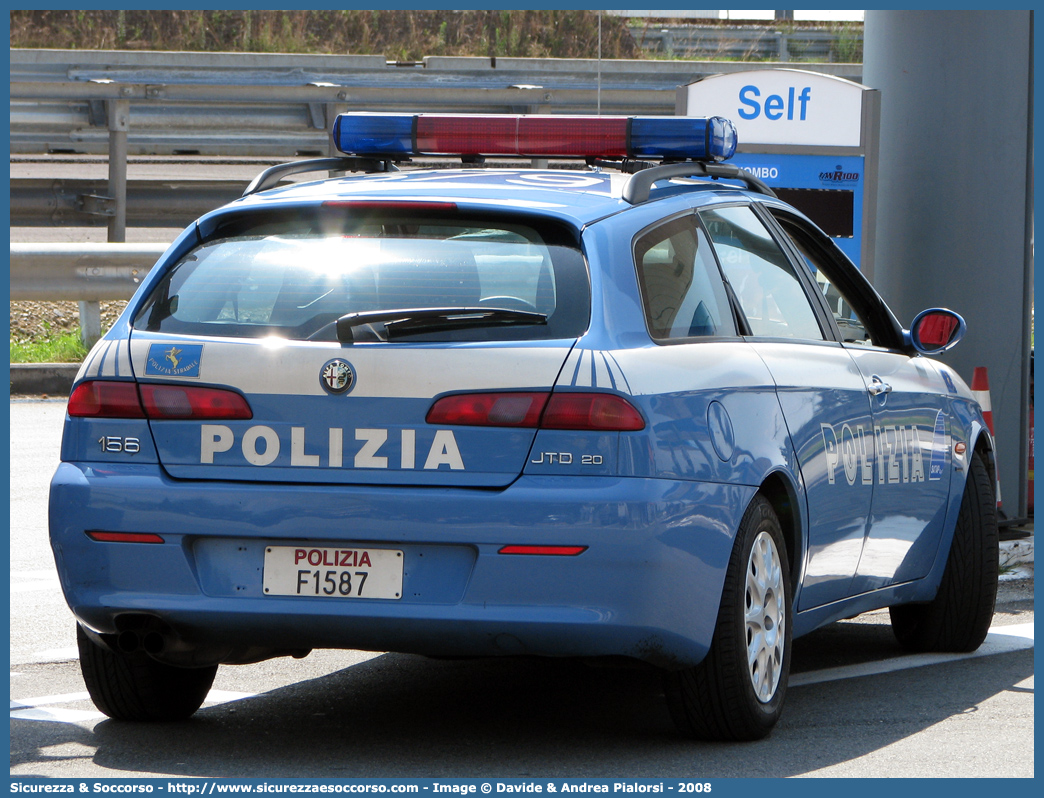 Polizia F1587
Polizia di Stato
Polizia Stradale
Società Autostrade
Torino Milano e Torino Piacenza S.p.A.
Alfa Romeo 156 Sportwagon II serie
Parole chiave: Polizia di Stato;Polizia Stradale;Società Autostrade Torino Milano e Torino Piacenza S.p.A.;S.A.T.A.P.;SATAP;Alfa Romeo;156;Sportwagon