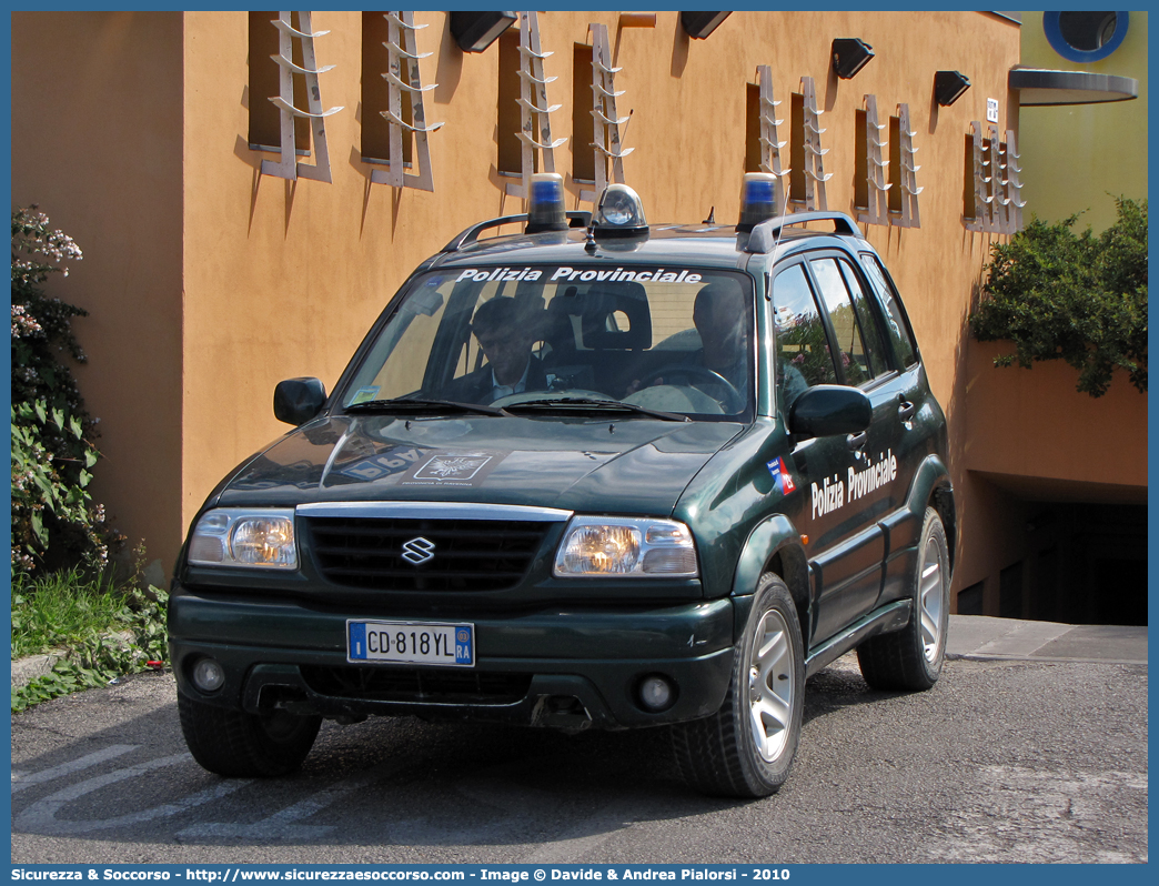 -
Polizia Provinciale
Provincia di Ravenna
Suzuki Grand Vitara II serie
Parole chiave: Polizia;Locale;Provinciale;Ravenna;Suzuki;Grand Vitara