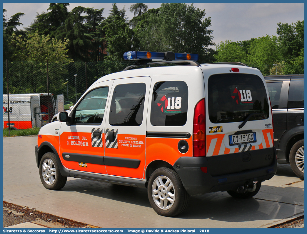 BO 0628
118 Bologna Soccorso
Renault Kangoo 4x4 II serie
Allestitore Vision S.r.l.
(variante)
Parole chiave: 118;Bologna;Soccorso;Automedica;Automedicalizzata;Auto Medica;Auto Medicalizzata;Renault;Kangoo;4x4;4 x 4;Vision