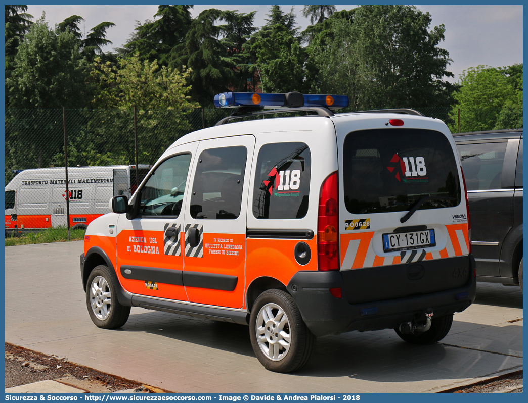 BO 0628
118 Bologna Soccorso
Renault Kangoo 4x4 II serie
Allestitore Vision S.r.l.
(variante)
Parole chiave: 118;Bologna;Soccorso;Automedica;Automedicalizzata;Auto Medica;Auto Medicalizzata;Renault;Kangoo;4x4;4 x 4;Vision