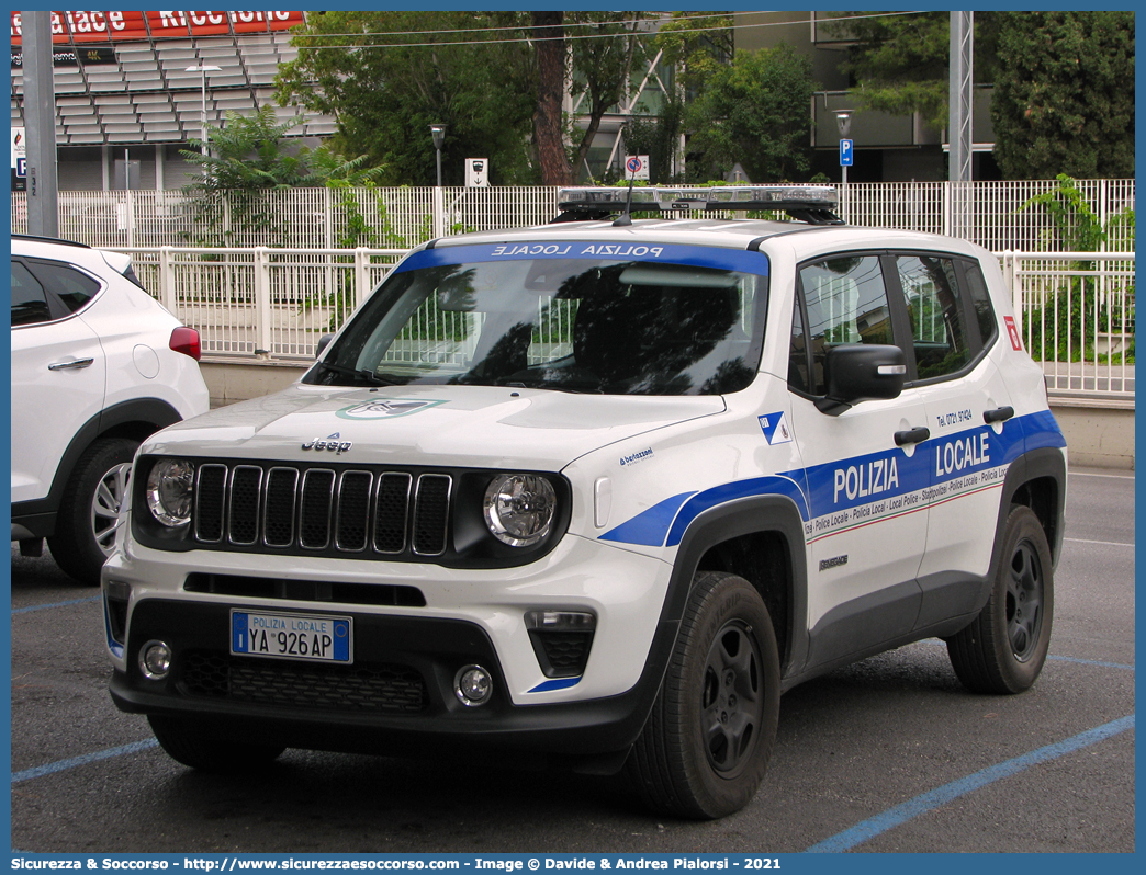 Polizia Locale YA926AP
Polizia Locale
Comune di Terre Roveresche
Jeep Renegade I serie restyling
Allestitore Bertazzoni S.r.l.
Parole chiave: Polizia;Locale;Municipale;Terre Roveresche;Barchi;Orciano di Pesaro;Piagge;San Giorgio di Pesaro;Jeep;Renegade;Bertazzoni;YA926AP;YA 926 AP