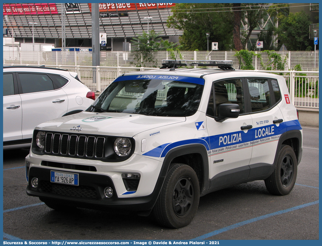 Polizia Locale YA926AP
Polizia Locale
Comune di Terre Roveresche
Jeep Renegade I serie restyling
Allestitore Bertazzoni S.r.l.
Parole chiave: Polizia;Locale;Municipale;Terre Roveresche;Barchi;Orciano di Pesaro;Piagge;San Giorgio di Pesaro;Jeep;Renegade;Bertazzoni;YA926AP;YA 926 AP