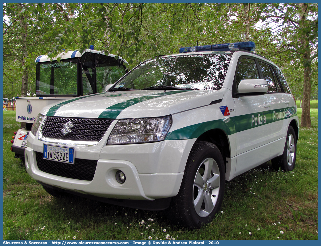 Polizia Locale YA522AE
Polizia Provinciale
Provincia di Forlì - Cesena
Suzuki Grand Vitara III serie
Allestitore Focaccia Group S.r.l.
Parole chiave: Polizia;Locale;Provinciale;Forlì;Cesena;Suzuki;Grand Vitara;Focaccia;YA522AE;YA 522 AE