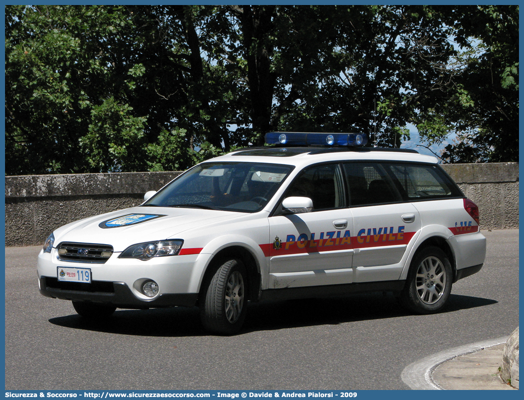 Polizia 119
Repubblica di San Marino
Polizia Civile
Subaru Outback III serie
Parole chiave: Repubblica;San Marino;RSM;R.S.M.;Polizia Civile;Subaru;Outback