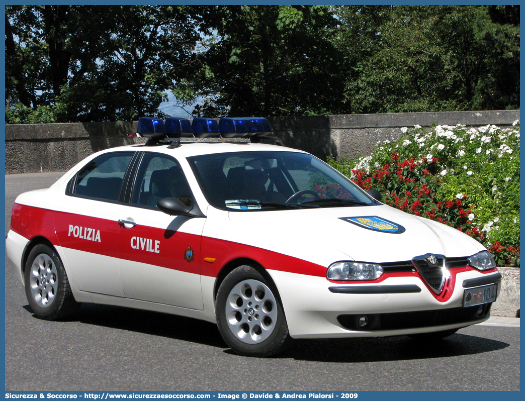 Polizia 104
Repubblica di San Marino
Polizia Civile
Alfa Romeo 156
Parole chiave: Repubblica;San Marino;RSM;R.S.M.;Polizia Civile;Alfa Romeo;156