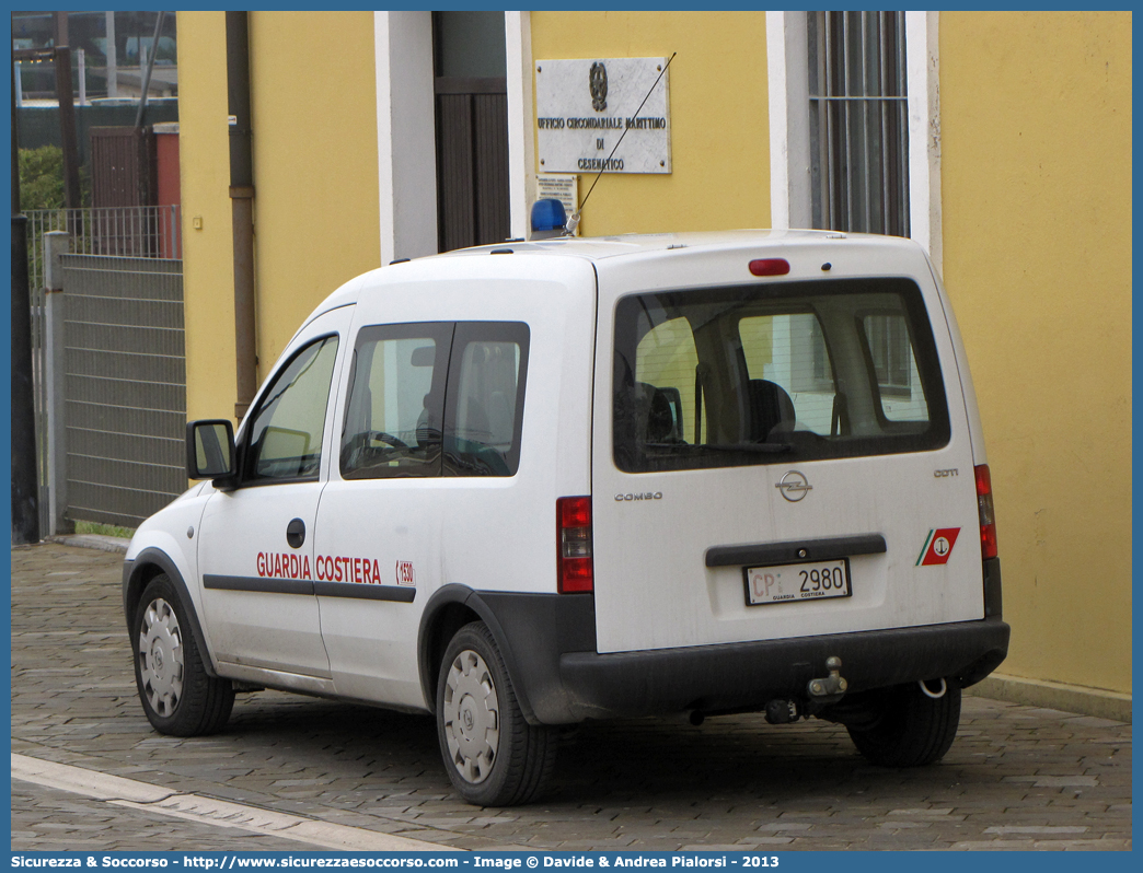 CP 2980
Corpo delle Capitanerie di Porto
Guardia Costiera 
Opel Combo III serie
Parole chiave: CP;C.P.;GC;G.C.;Guardia;Costiera;Capitaneria;Capitanerie;di;Porto;Opel;Combo