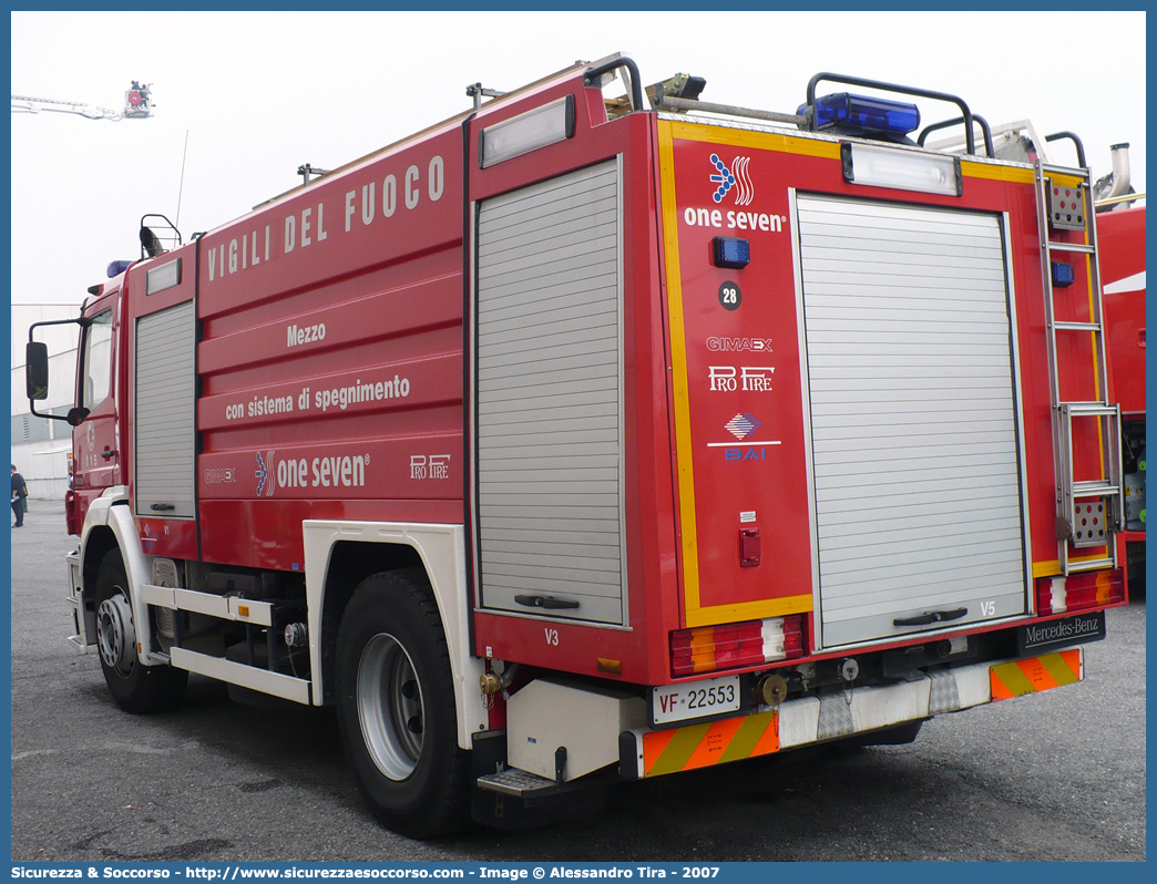 VF 22553
Corpo Nazionale Vigili del Fuoco
Mercedes Benz Atego 1828 I serie restyling
dotata di sistema One Seven
Allestitore BAI S.r.l.
Parole chiave: Corpo;Nazionale;Vigili del Fuoco;Vigili;Fuoco;ABP;A.B.P.;AutoBottePompa;AutoBotte;Mercedes Benz;Atego;1828;BAI;B.A.I.;One Seven;22553