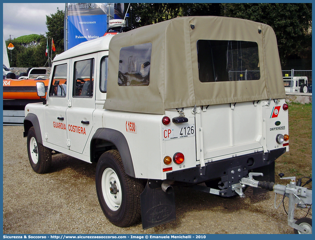 CP 4126
Corpo delle Capitanerie di Porto
Guardia Costiera
Land Rover Defender 110
Parole chiave: CP;C.P.;GC;G.C.;Guardia;Costiera;Capitaneria;Capitanerie;di;Porto;Land;Rover;Defender;110