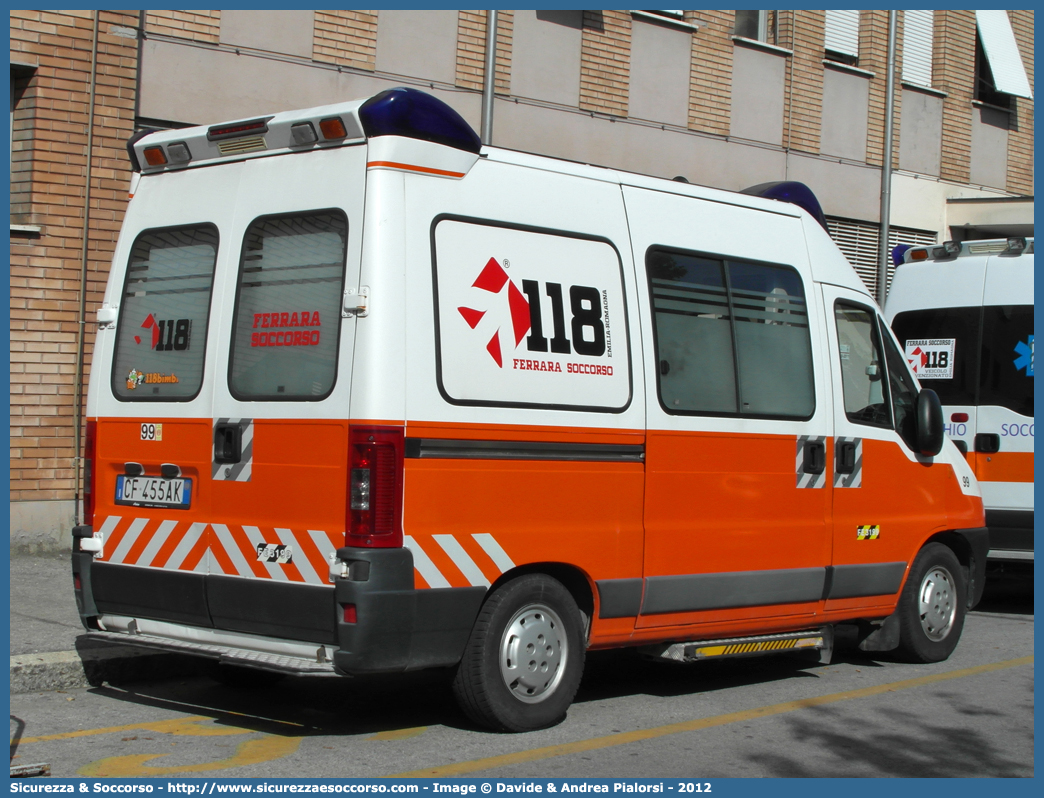 FE 3199
118 Ferrara Soccorso
Fiat Ducato II serie restyling
Allestitore Aricar S.p.A.
(variante)
Parole chiave: 118;Ferrara;Soccorso;Ambulanza;Autoambulanza;Fiat;Ducato;Aricar