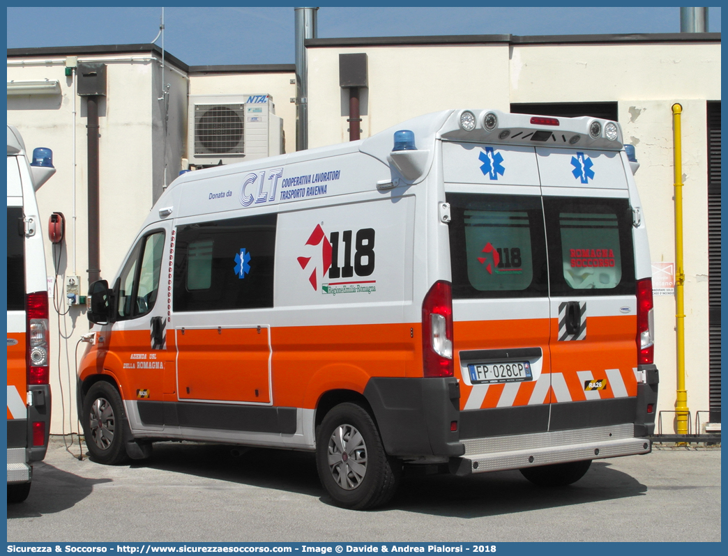 RA 26
118 Romagna Soccorso
Ambito Territoriale di Ravenna
Fiat Ducato III serie restyling
Allestitore Vision S.r.l.
Parole chiave: 118;Romagna;Ravenna;Soccorso;Ambulanza;Autoambulanza;Fiat;Ducato;X290;X 290;Vision