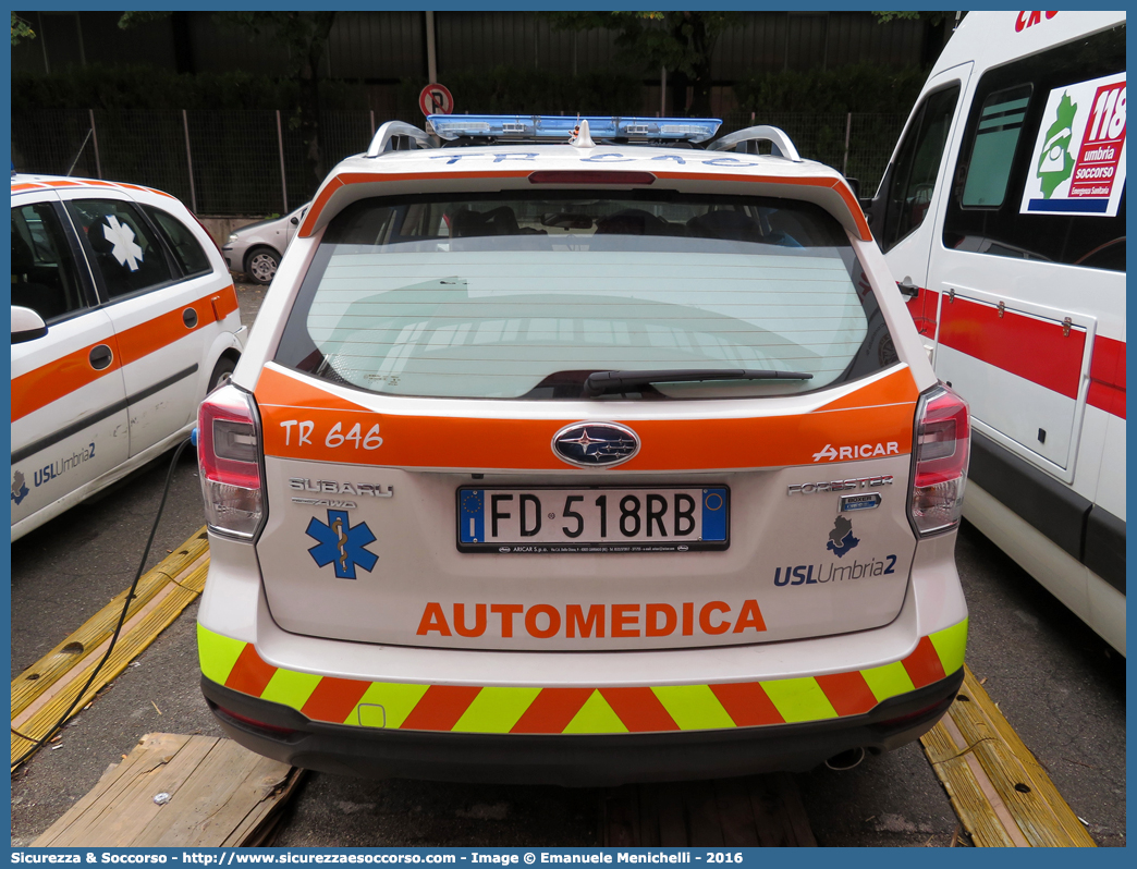 TR 646
118 Umbria Soccorso
Azienda USL Umbria 2
Subaru Forester XT VI serie restyling
Allestitore Aricar S.p.A.
Parole chiave: 118;Umbria;Soccorso;Terni;Automedica;Automedicalizzata;Auto Medica;Auto Medicalizzata;Subaru;Forester;Aricar