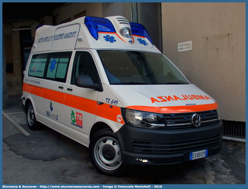 TR 645
118 Umbria Soccorso
Azienda USL Umbria 2
Volkswagen Transporter T6
Allestitore Aricar S.p.A.
Parole chiave: 118;Umbria;Terni;Soccorso;Ambulanza;Autoambulanza;Volkswagen;Transporter;T6;T 6;Aricar