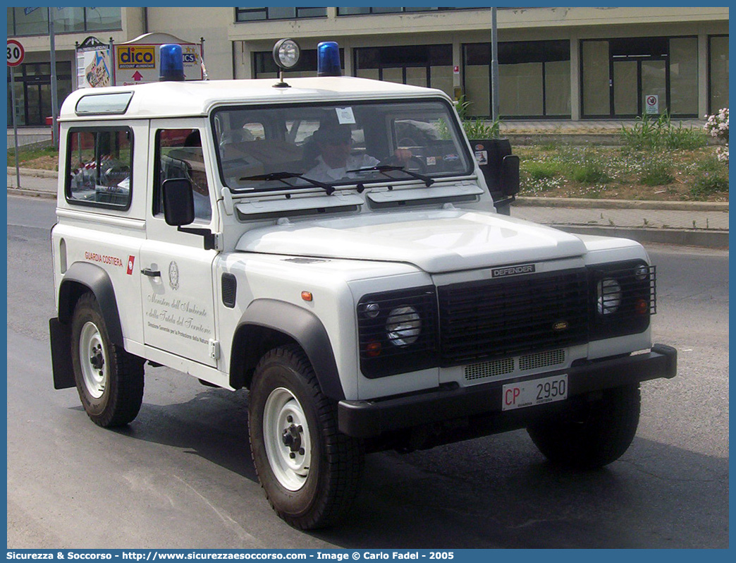 CP 2950
Corpo delle Capitanerie di Porto
Guardia Costiera
Land Rover Defender 90
Parole chiave: CP;GC;C.P.;G.C.;Guardia Costiera;Capitaneria di Porto;Capitanerie di Porto;Land Rover;Defender;90;2950