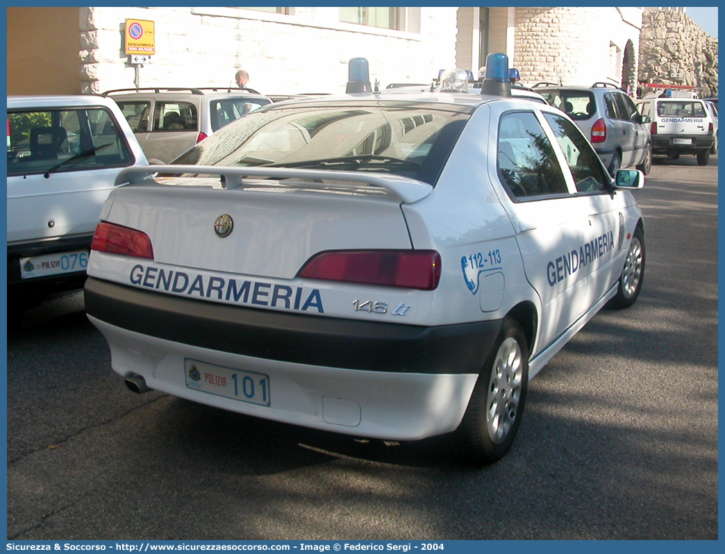 Polizia 101
Repubblica di San Marino
Gendarmeria
Alfa Romeo 146 I serie
Parole chiave: Repubblica;San Marino;RSM;R.S.M.;Gendarmeria;Alfa Romeo;146