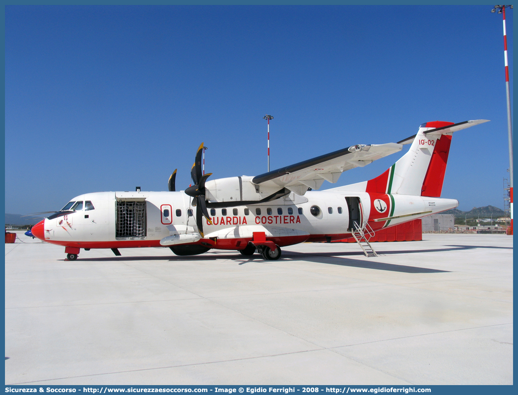 MM62208 / 10-02 "Manta 02"
Corpo delle Capitanerie di Porto
Guardia Costiera 
Alenia Aeronautica ATR500-4 MP
Parole chiave: CP;GC;C.P.;G.C.;Guardia;Costiera;Guardia Costiera;Capitaneria di Porto;Alenia;Aeronautica;ATR400;42MP;10-02;10;02