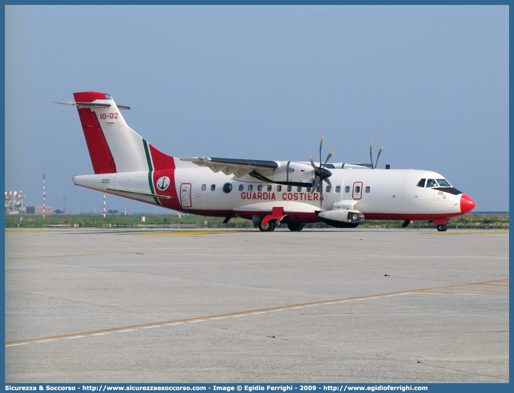 MM62208 / 10-02 "Manta 02"
Corpo delle Capitanerie di Porto
Guardia Costiera 
Alenia Aeronautica ATR500-4 MP
Parole chiave: CP;GC;C.P.;G.C.;Guardia;Costiera;Guardia Costiera;Capitaneria di Porto;Alenia;Aeronautica;ATR400;42MP;10-02;10;02