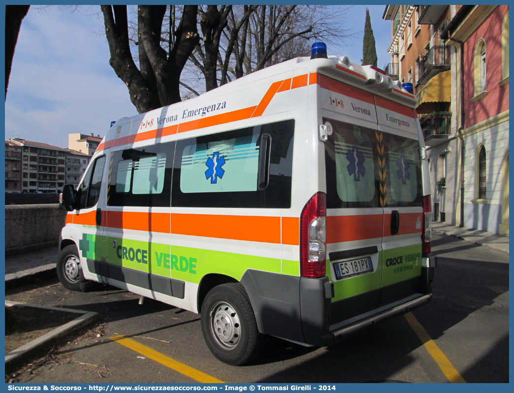 13
Croce Verde Verona
Fiat Ducato III serie
Allestitore Ambitalia S.p.A.
Parole chiave: Croce Verde;CV;C.V.;Verona;Pubblica;Assistenza;Ambulanza;Fiat;Ducato X250;Ambitalia