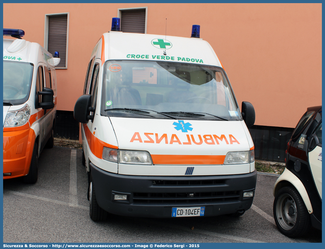 189
Pia Opera Croce Verde Padova
Fiat Ducato II serie
Allestitore A.ci.emme. S.a.s.
Parole chiave: Pia;Opera;Croce;Verde;Padova;Ambulanza;Fiat;Ducato;A.ci.emme.