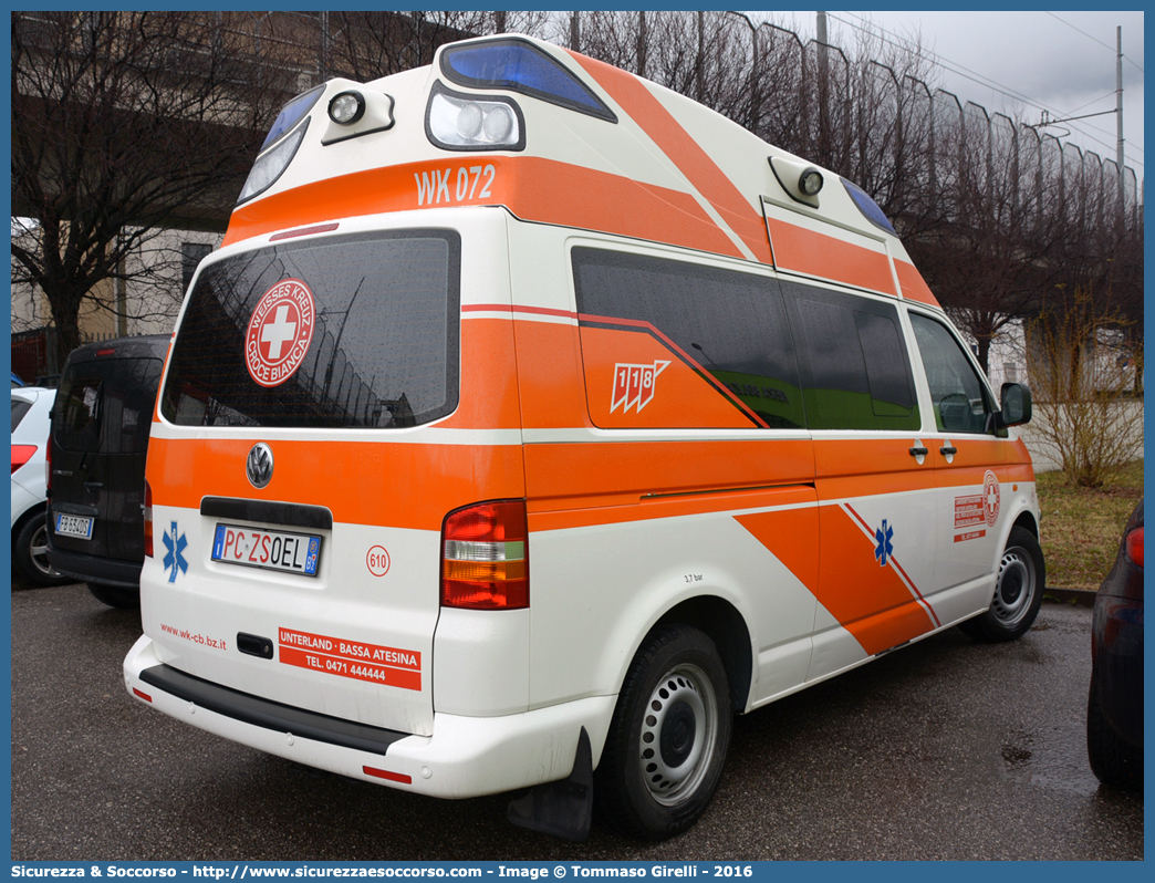 610 (WK 072)
Croce Bianca - Weisses Kreuz
Sezione Bassa Atesina - Sektion Unterland
Volkswagen Transporter T5
Allestitore Ambulanz Mobile GmbH & Co. KG
Parole chiave: Croce;Bianca;Weisses;Kreuz;WK;Sezione;Bassa;Atesina;Sektion;Unterland;Volkswagen;Transporter;T5;Ambulanz;Mobile