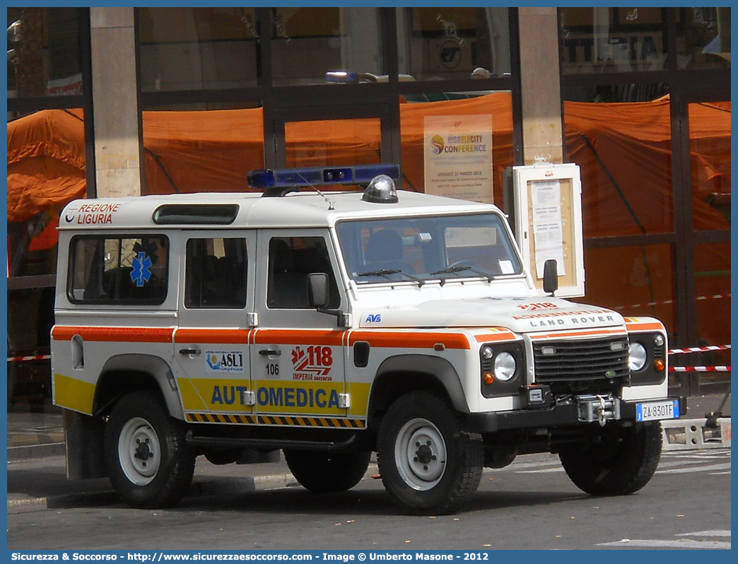 106
118 Imperia Soccorso
Land Rover Defender 110
Allestitore AVS S.a.s.
Parole chiave: 118;Imperia;Soccorso;Automedica;Land Rover;Defender;110;AVS;A.V.S.