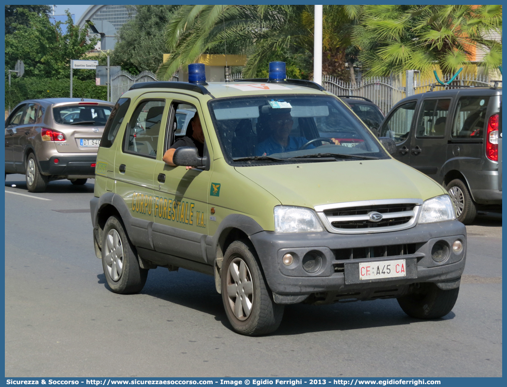 CFva A45 CA
Corpo Forestale
e di Vigilanza Ambientale
Regione Sardegna
Daihatsu Terios I serie
Parole chiave: CFVA;C.F.V.A.;Corpo;Forestale;Vigilanza;Ambientale;Sardegna;Daihatsu;Terios