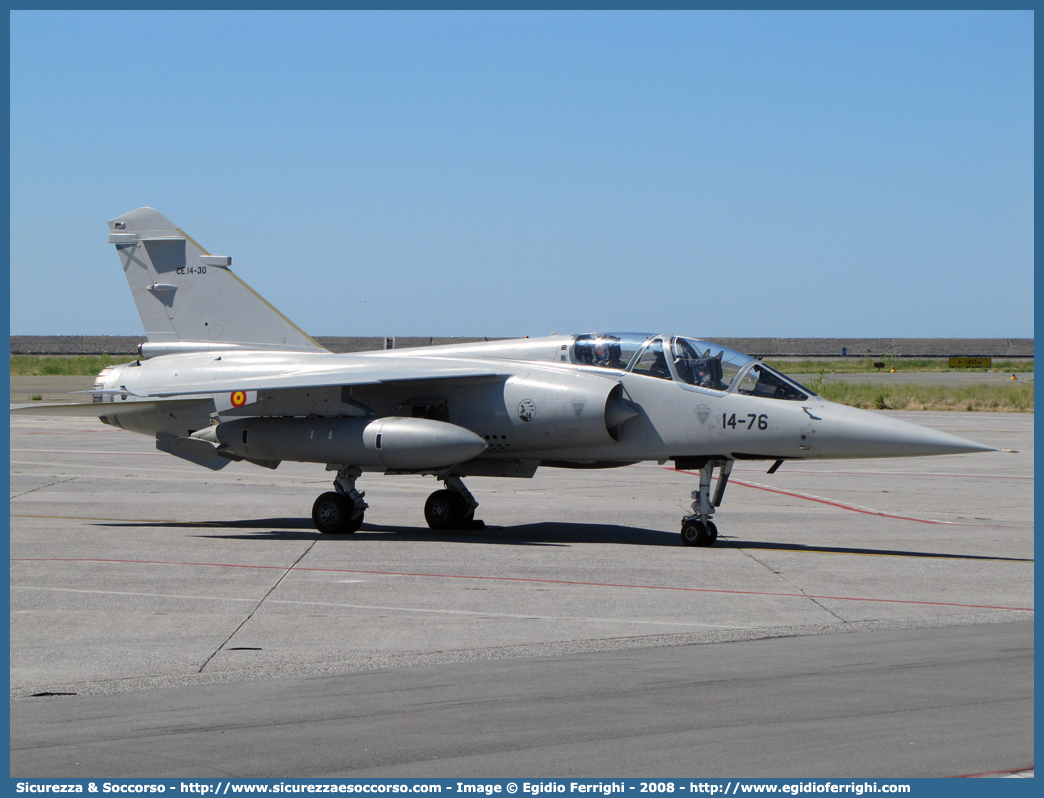 CE 14-30 / 14-76
Reino de España
Ejército del Aire de España
Dassault Mirage F1 BE
Parole chiave: Regno di Spagna;Spagna;Espana;España;Reino de España;Ejército;Aire;Dassault;Mirage;F1