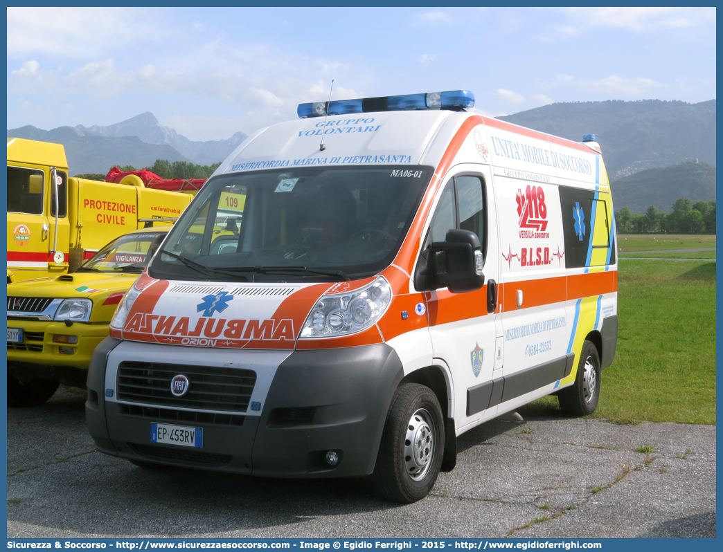 MA 06-01
Misericordia di Marina di Pietrasanta
Fiat Ducato III serie
Allestitore Orion S.r.l.
Parole chiave: Misericordia;Misericordie;Marina;di;Pietrasanta;Fiat;Ducato;X250;Orion