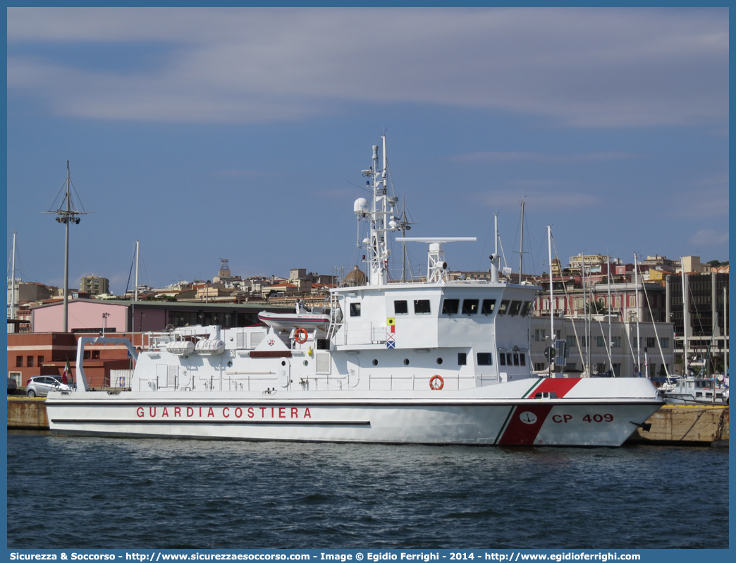 CP 409 "Giulio Ingianni"
Corpo delle Capitanerie di Porto
Guardia Costiera
Motovedetta d'Altura
(variante)
Parole chiave: Guardia;Costiera;Capitaneria;Capitanerie;Porto;CP;C.P.;G.C.;GC;CP409;CP 409;Giulio;Ingianni