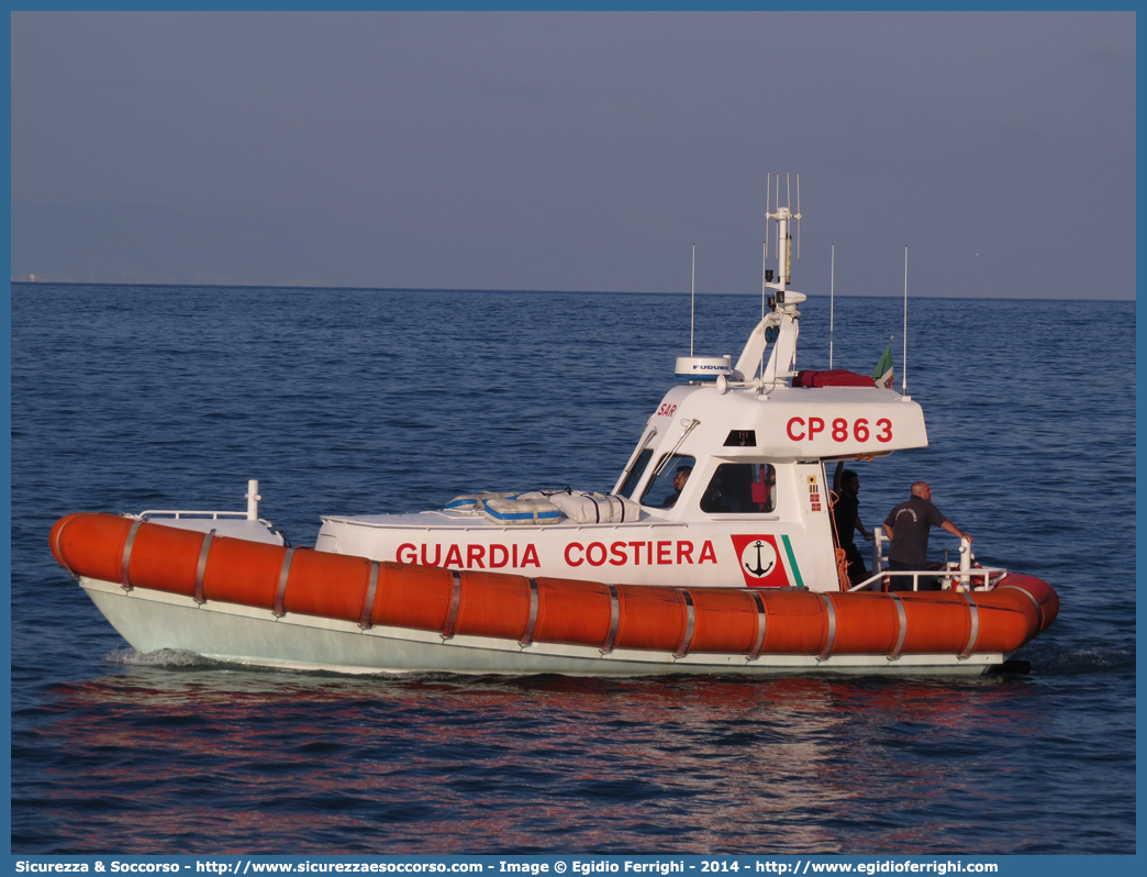 CP 863
Corpo delle Capitanerie di Porto
Guardia Costiera
Vedetta Costiera Classe 802
Cantieri Navali CodecasaDue S.p.A.
Parole chiave: CP;C.P.;G.C.;GC;Guardia;Costiera;Capitaneria;Capitanerie;Porto;Vedetta;Vedette;Costiera;Costiere;Classe;802;CodecasaDue