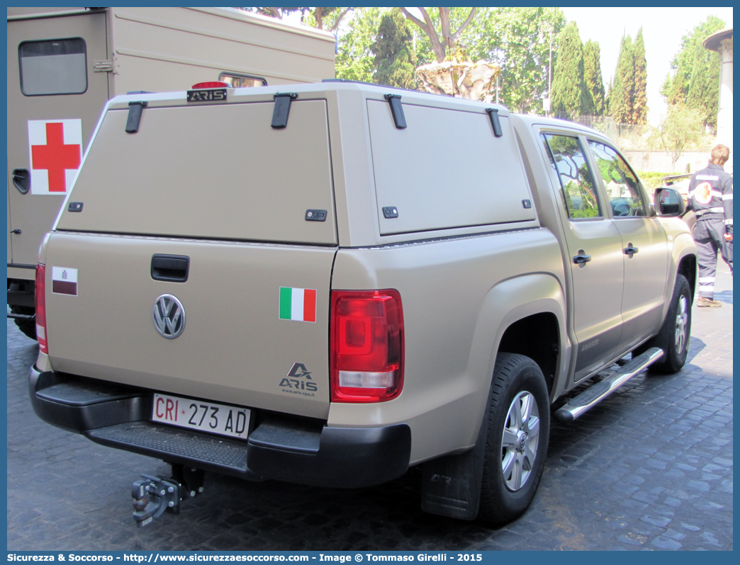 CRI 273AD
Croce Rossa Italiana
Corpo Militare
Volkswagen Amarok
Allestitore Aris S.p.A.
Parole chiave: CRIM;CRI;C.R.I.;C.R.I.M.;Croce;Rossa;Italiana;Corpo;Militare;Volkswagen;Amarok