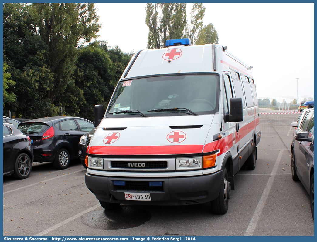 CRI 403AD
Croce Rossa Italiana
Palmanova (UD)
Iveco Daily III serie
Allestitore Mariani Fratelli S.r.l.
Parole chiave: CRI;C.R.I.;Croce Rossa Italiana;Palmanova;Iveco;Daily;Mariani