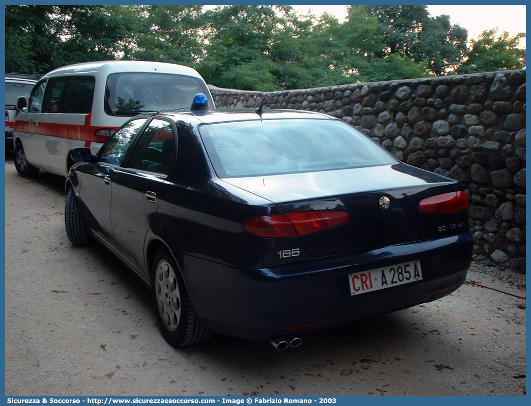 CRI A285A
Croce Rossa Italiana
Alfa Romeo 166 I serie
Parole chiave: CRI;C.R.I.;Croce;Rossa;Italiana;Alfa;Romeo;166;A285A