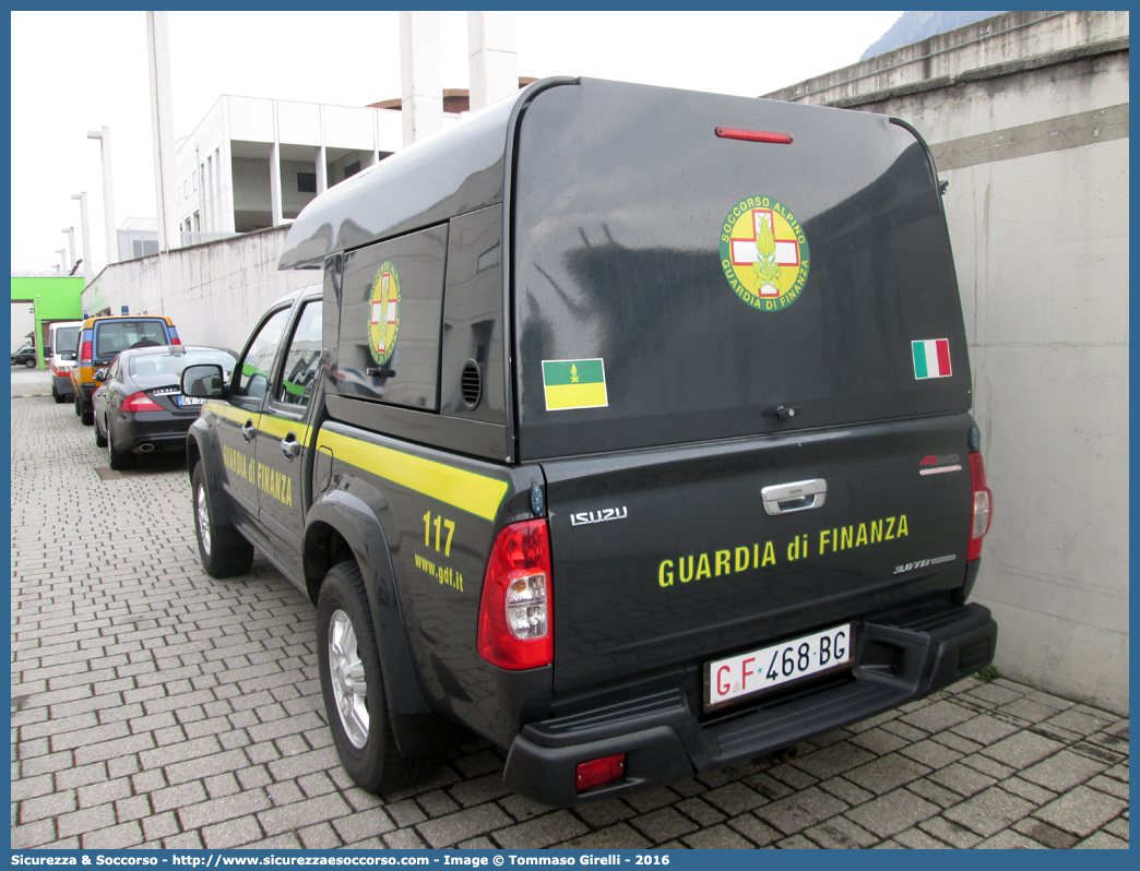 GdiF 468BG
Guardia di Finanza
S.A.G.F.
Isuzu D-Max I serie II restyling
Allestitore Maritan S.r.l.
Parole chiave: GdiF;G.D.F.;GDF;Guardia di Finanza;S.A.G.F.;SAGF;Soccorso Alpino;Isuzu;D-Max;D - Max;Alberto Maritan