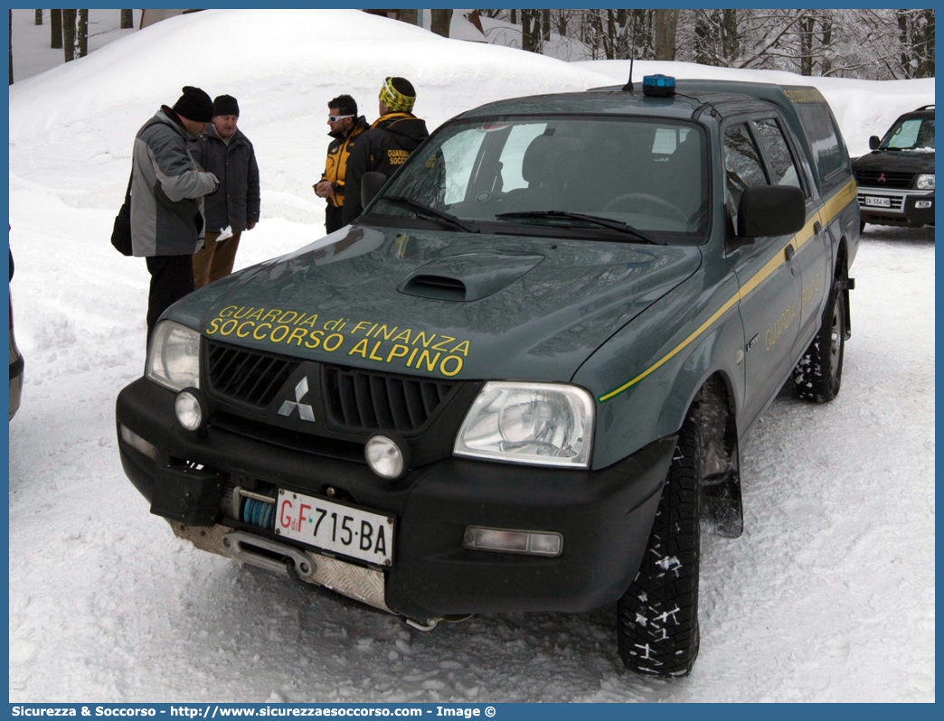 GdiF 715BA
Guardia di Finanza
S.A.G.F.
Mitsubishi L200 III serie restyling
Parole chiave: GdiF;G.D.F.;GDF;Guardia di Finanza;S.A.G.F.;SAGF;Soccorso Alpino;Mitsubishi;L200;715BA